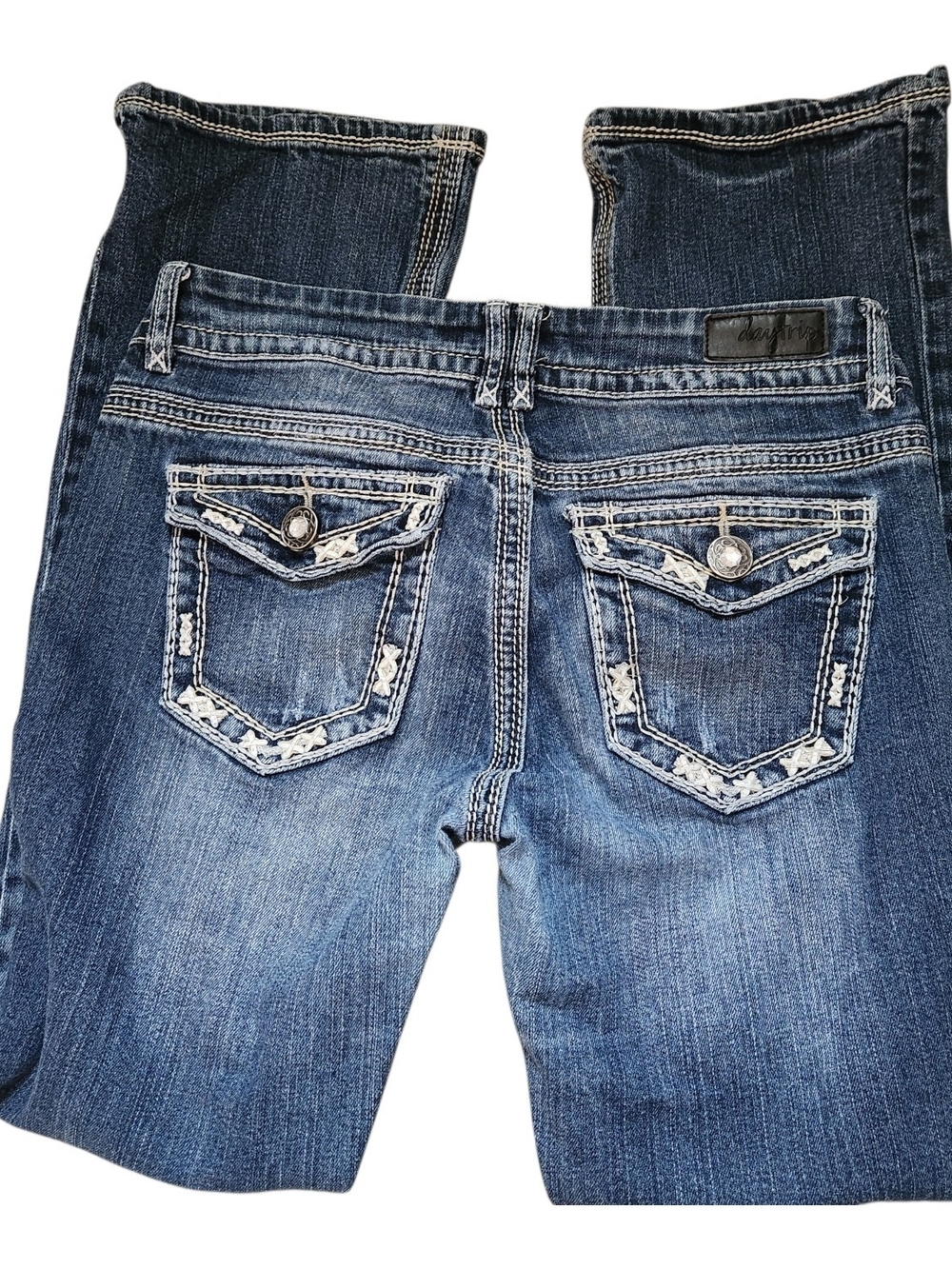 Daytrip Blue Embroidered Back Pocket Bootcut Jeans Womens Size 29
